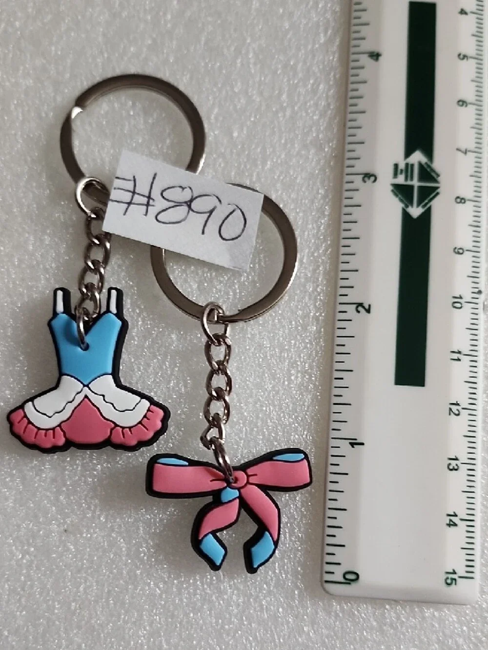 Ballet Dress & Bow Keychain Duo - Pink and Blue